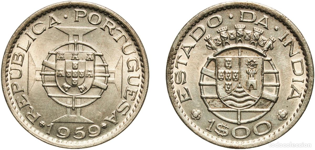 Material numism&aacute;tico: India Republic 1959 1 Escudo Nickel brass (61% Copper, 20% Zinc, 19% Nickel) Lisbon Mint 5.61g UNC