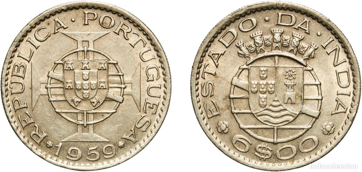 Material numism&aacute;tico: India Republic 1959 6 Escudos - Republic Nickel brass (61% Copper, 20% Zinc, 19% Nickel) Lisbon Min