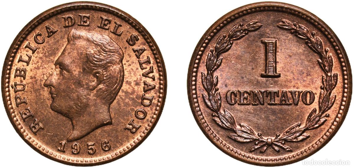 Material numism&aacute;tico: El Salvador Republic 1956 1 Centavo Brass (95% Copper, 5% Zinc) San Francisco Mint (10000000) 2.37g