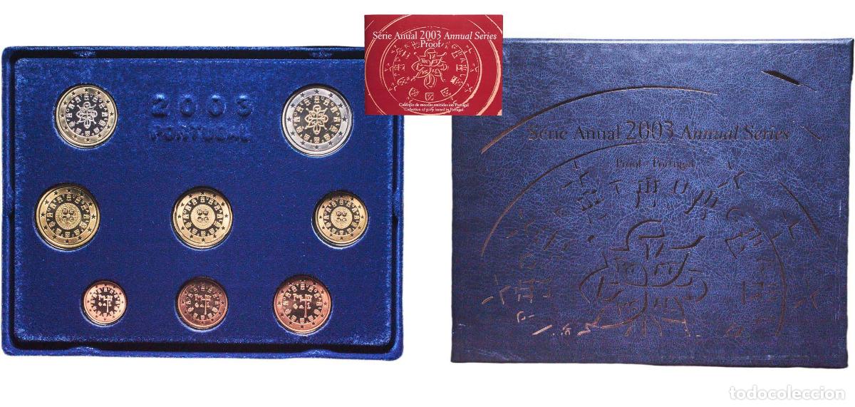Material numism&aacute;tico: Portugal Third Republic 2003 Proof Euro set with 8 coins (1st map) Bimetallic: nickel brass clad ni