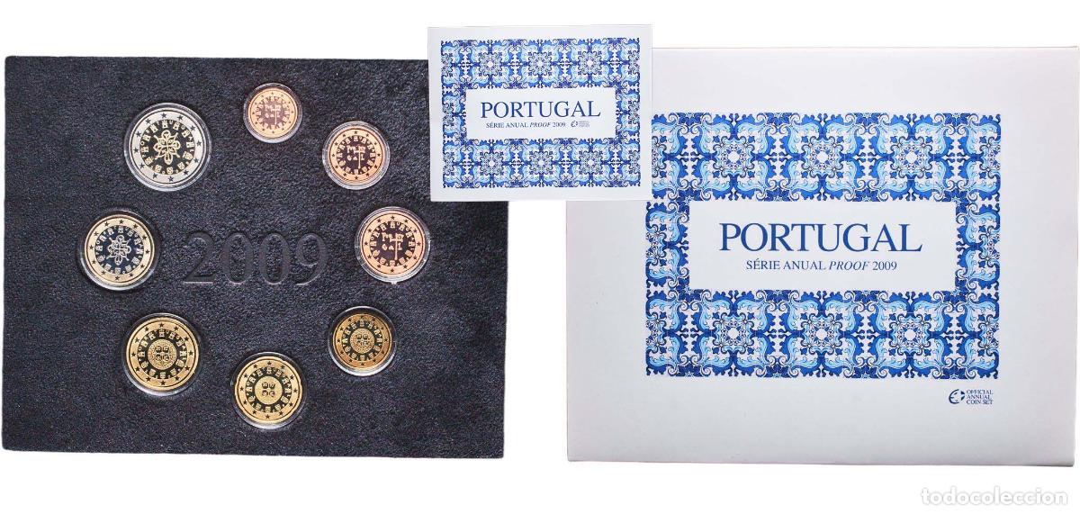 Material numism&aacute;tico: Portugal Third Republic 2009 Proof Euro set with 8 coins (2nd map) Bimetallic: nickel brass clad ni