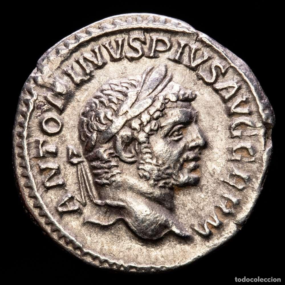 Material numism&aacute;tico: Caracalla (197&ndash;217 d. C.). Denario (Ag). 217 d. C. Roma. 19 mm. 3,14 g. RIC 291 (b); C. 385. MBC+.