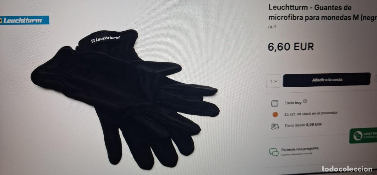 Material numism&aacute;tico: Guantes de microfibra Leuchtturm para monedas - Foto 2