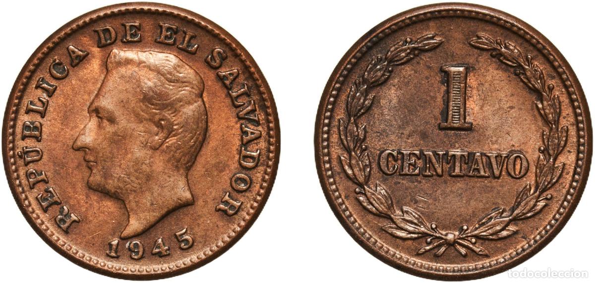 Material numism&aacute;tico: El Salvador Republic 1945 1 Centavo Brass (95% Copper, 5% Zinc) Philadelphia Mint (5000000) 2.51g U