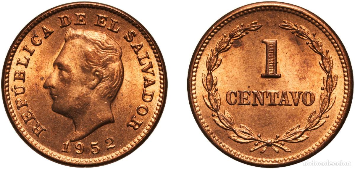 Material numism&aacute;tico: El Salvador Republic 1952 1 Centavo Brass (95% Copper, 5% Zinc) San Francisco Mint (10000000) 2.52g