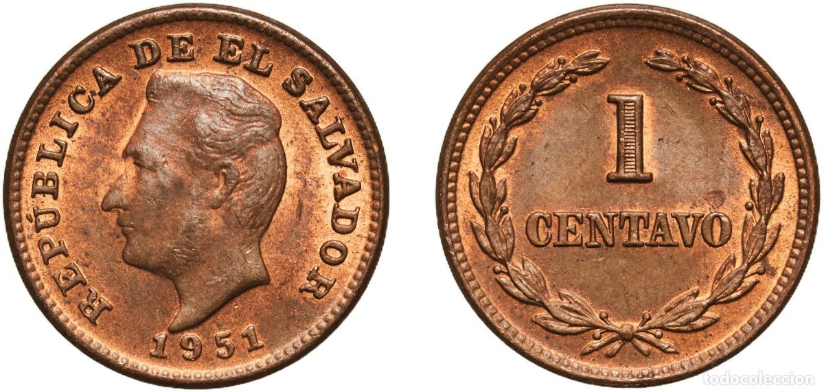 Material numism&aacute;tico: El Salvador Republic 1951 1 Centavo Brass (95% Copper, 5% Zinc) San Francisco Mint (10000000) 2.45g