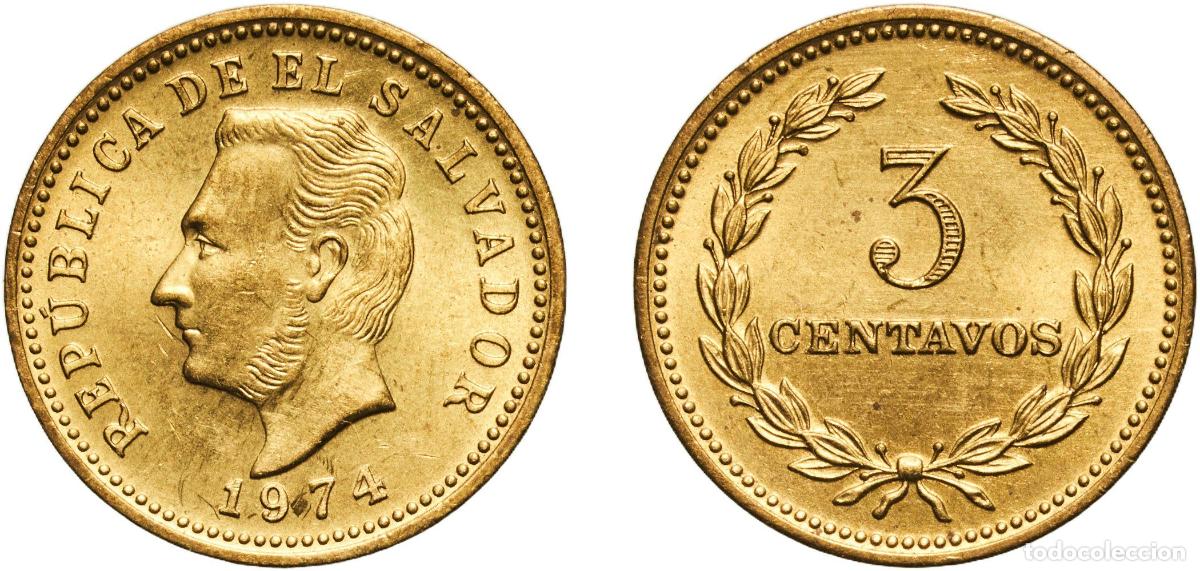 Material numism&aacute;tico: El Salvador Republic 1974 3 Centavos Brass (70% Copper, 30% Zinc) Royal Mint (Tower Hill) (10000000