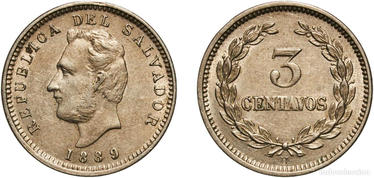 Material numism&aacute;tico: El Salvador Republic 1889 H 3 Centavos Copper-nickel (75% Copper, 25% Nickel) Heaton and Sons / The