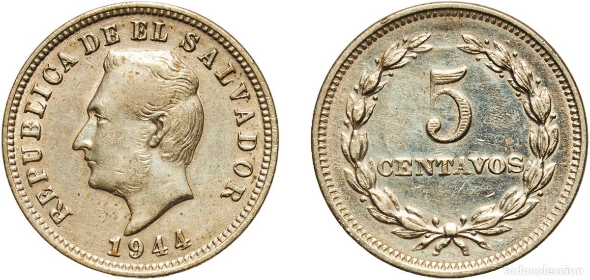 Material numism&aacute;tico: El Salvador Republic 1944 5 Centavos Nickel brass (70% Copper, 18% Zinc, 12% Nickel) San Francisco