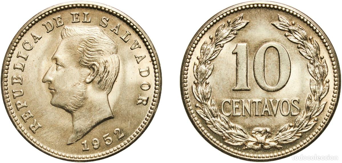 Material numism&aacute;tico: El Salvador Republic 1952 10 Centavos Nickel brass (Copper 70%, Zinc 18%, and Nickel 12%) San Franc