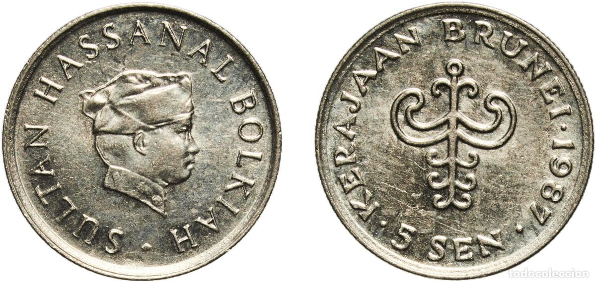Material numism&aacute;tico: Brunei Darussalam 1987 5 Sen - Hassanal Bolkiah (1st portrait; w/o numeral 'I' in title) Copper-nic