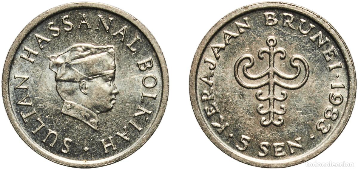 Material numism&aacute;tico: Brunei Darussalam 1983 5 Sen - Hassanal Bolkiah (1st portrait; w/o numeral 'I' in title) Copper-nic