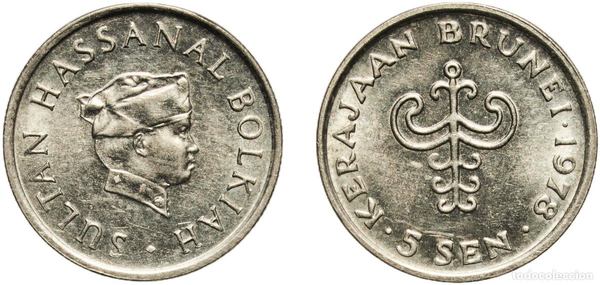 Material numism&aacute;tico: Brunei Darussalam 1978 5 Sen - Hassanal Bolkiah (1st portrait; w/o numeral 'I' in title) Copper-nic