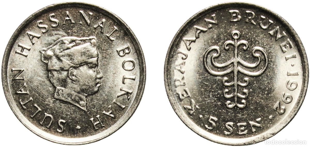 Material numism&aacute;tico: Brunei Darussalam 1992 5 Sen - Hassanal Bolkiah (1st portrait; w/o numeral 'I' in title) Copper-nic