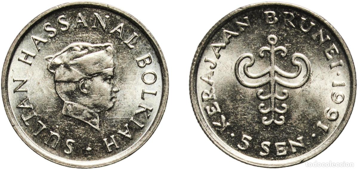 Material numism&aacute;tico: Brunei Darussalam 1991 5 Sen - Hassanal Bolkiah (1st portrait; w/o numeral 'I' in title) Copper-nic