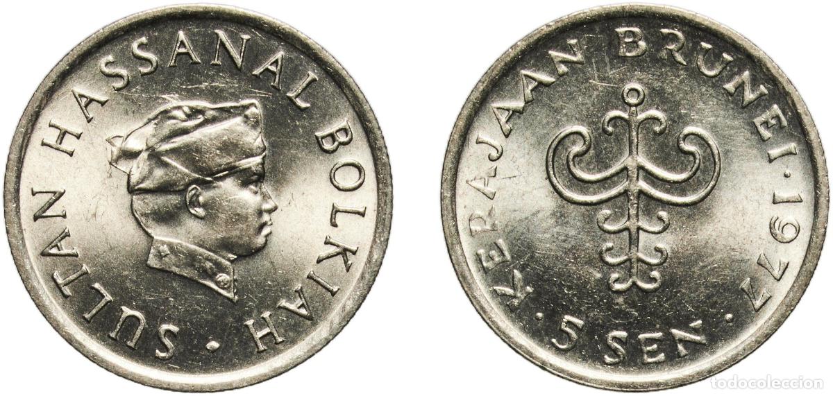 Material numism&aacute;tico: Brunei Darussalam 1977 5 Sen - Hassanal Bolkiah (1st portrait) Copper-nickel Royal Mint (384000) 1.