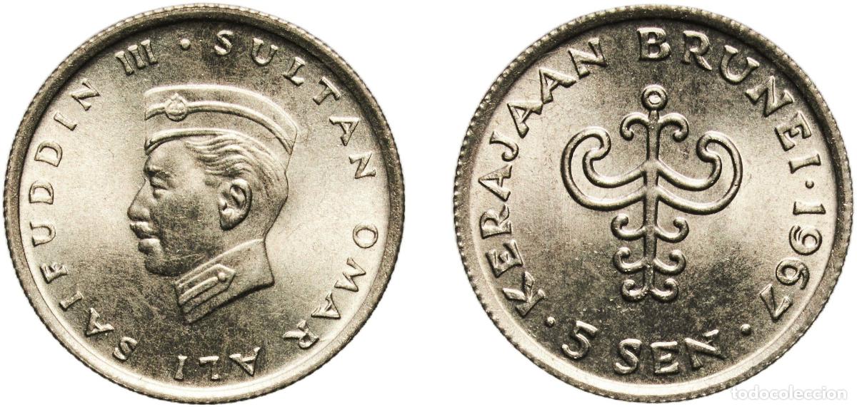 Material numism&aacute;tico: Brunei Darussalam 1967 5 Sen - Omar Ali Saifuddin III Copper-nickel (75% Copper, 25% Nickel) Royal