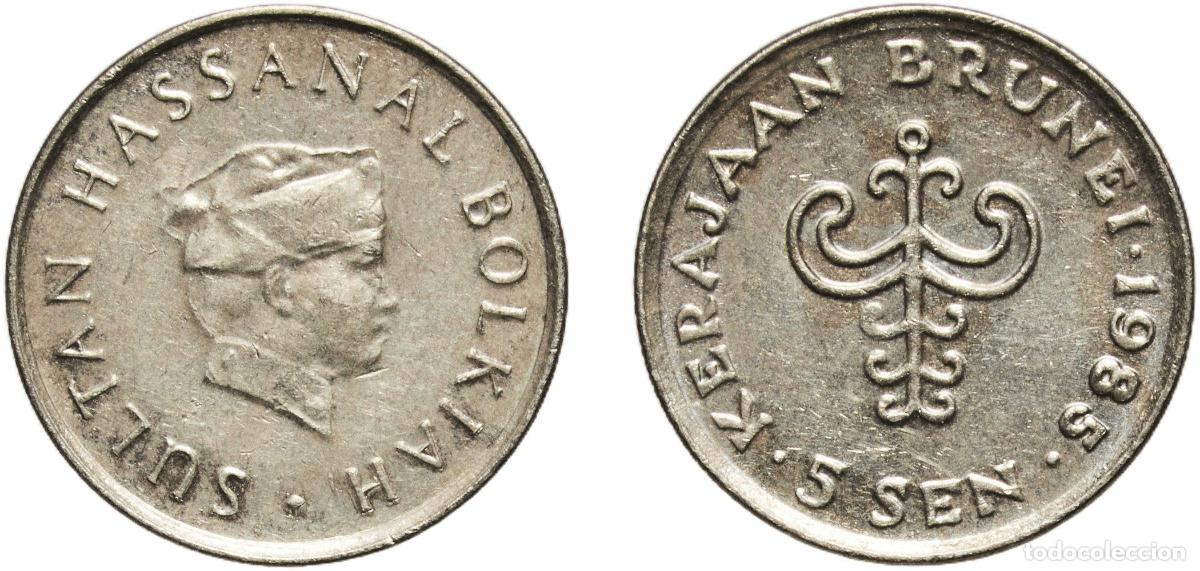 Material numism&aacute;tico: Brunei Darussalam 1985 5 Sen - Hassanal Bolkiah (1st portrait; w/o numeral 'I' in title) Copper-nic