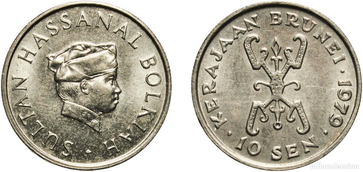 Material numism&aacute;tico: Brunei Darussalam 1979 10 Sen - Hassanal Bolkiah (1st portrait; w/o numeral 'I' in title) Copper-ni