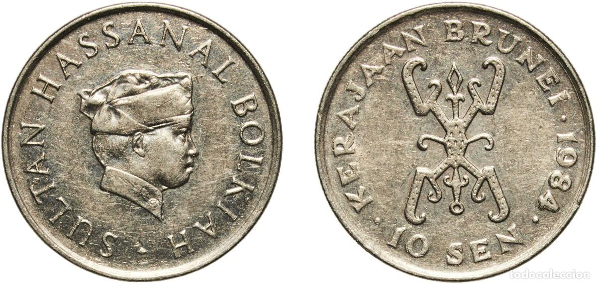 Material numism&aacute;tico: Brunei Darussalam 1984 10 Sen - Hassanal Bolkiah (1st portrait; w/o numeral 'I' in title) Copper-ni