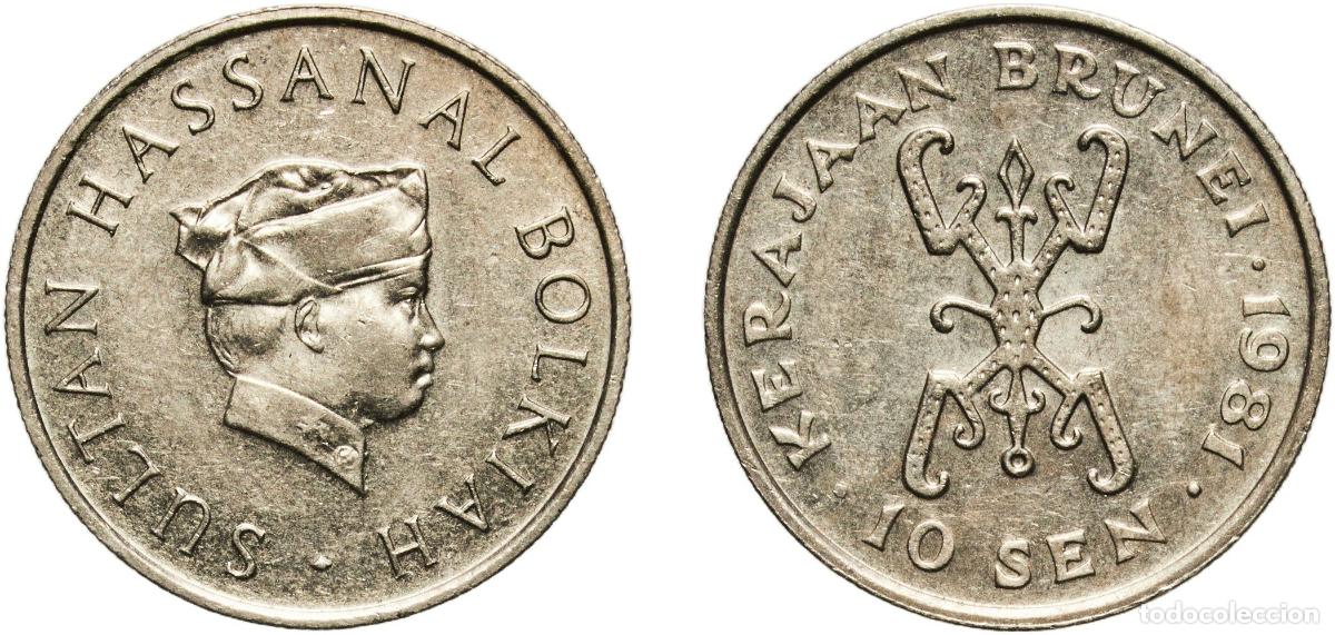 Material numism&aacute;tico: Brunei Darussalam 1981 10 Sen - Hassanal Bolkiah (1st portrait; w/o numeral 'I' in title) Copper-ni