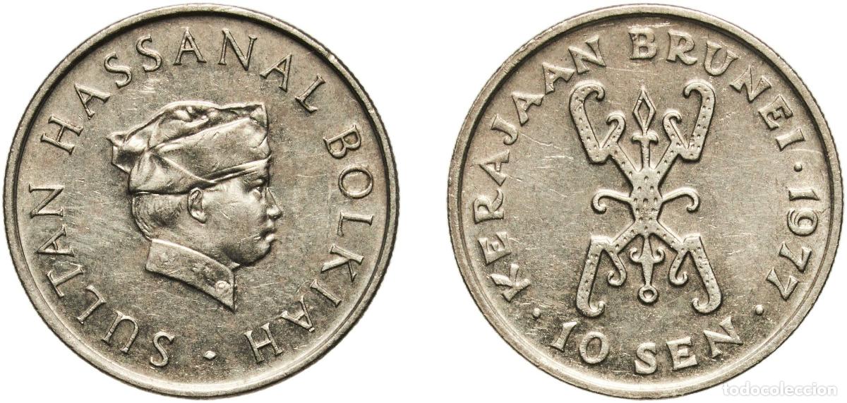 Material numism&aacute;tico: Brunei Darussalam 1977 10 Sen - Hassanal Bolkiah (1st portrait; w/o numeral 'I' in title) Copper-ni