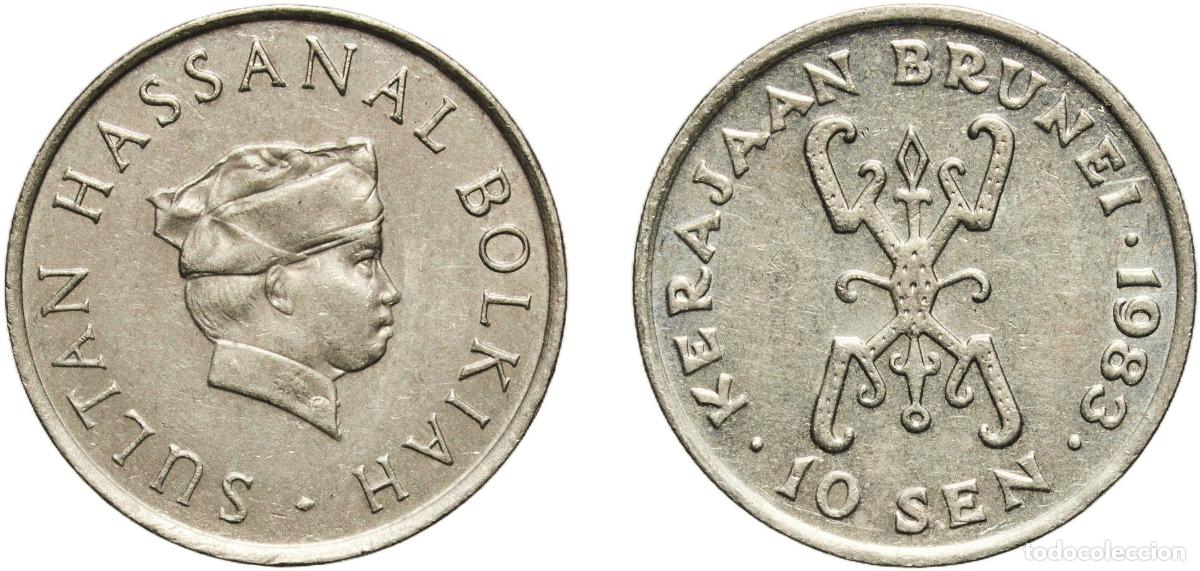 Material numism&aacute;tico: Brunei Darussalam 1983 10 Sen - Hassanal Bolkiah (1st portrait; w/o numeral 'I' in title) Copper-ni