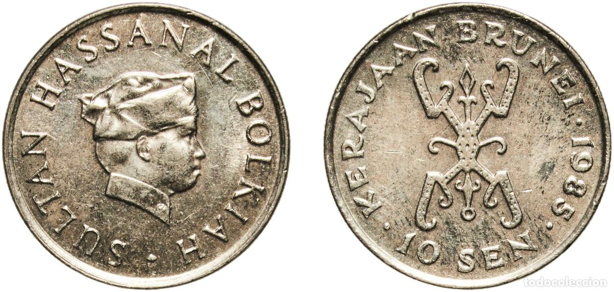 Material numism&aacute;tico: Brunei Darussalam 1985 10 Sen - Hassanal Bolkiah (1st portrait; w/o numeral 'I' in title) Copper-ni