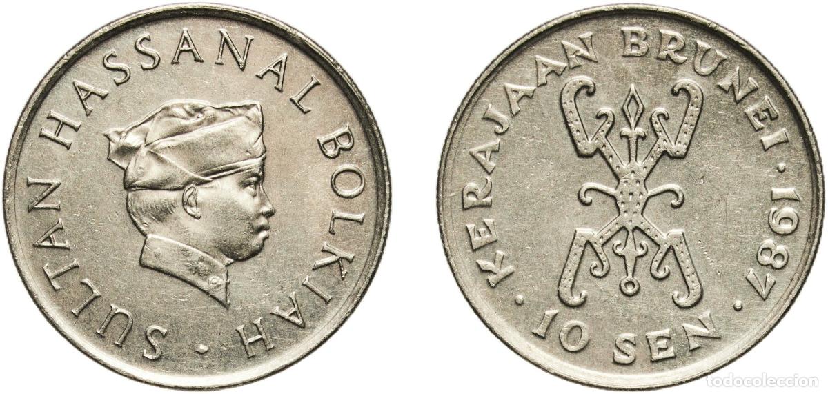 Material numism&aacute;tico: Brunei Darussalam 1987 10 Sen - Hassanal Bolkiah (1st portrait; w/o numeral 'I' in title) Copper-ni