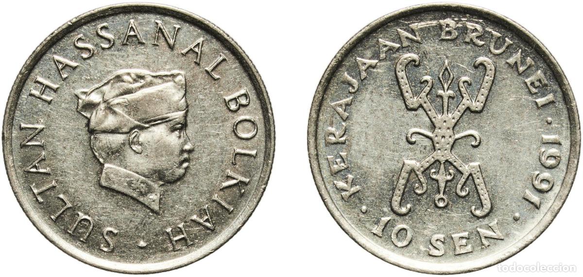 Material numism&aacute;tico: Brunei Darussalam 1991 10 Sen - Hassanal Bolkiah (1st portrait; w/o numeral 'I' in title) Copper-ni