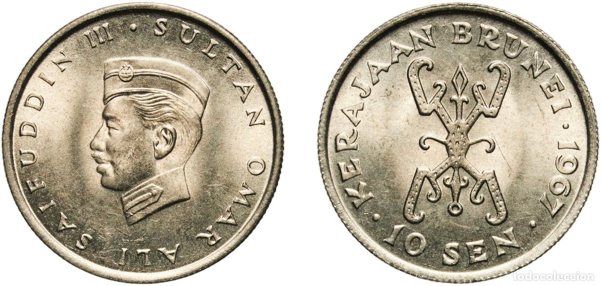 Material numism&aacute;tico: Brunei Darussalam 1967 10 Sen - Omar Ali Saifuddin III Copper-nickel (75% Copper, 25% Nickel) Royal