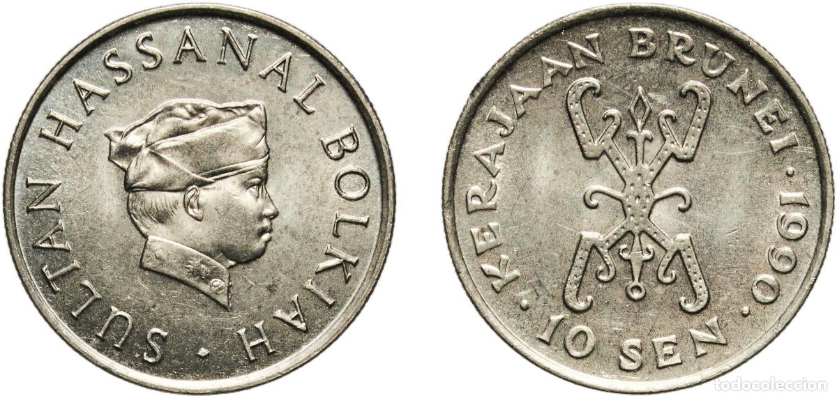 Material numism&aacute;tico: Brunei Darussalam 1990 10 Sen - Hassanal Bolkiah (1st portrait; w/o numeral 'I' in title) Copper-ni