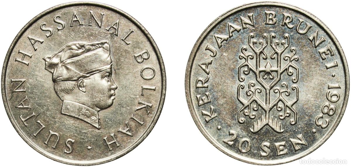 Material numism&aacute;tico: Brunei Darussalam 1983 20 Sen - Hassanal Bolkiah (1st portrait; w/o numeral 'I' in title) Copper-ni