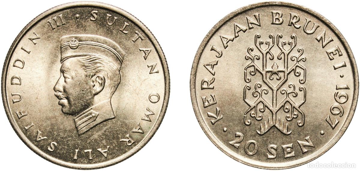 Material numism&aacute;tico: Brunei Darussalam 1967 20 Sen - Omar Ali Saifuddin III Copper-nickel (75% Copper, 25% Nickel) Royal