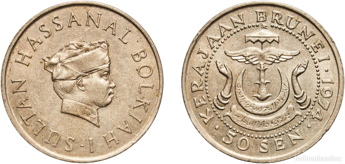 Material numism&aacute;tico: Brunei Darussalam 1974 50 Sen - Hassanal Bolkiah (1st portrait) Copper-nickel Royal Mint (244000) 9