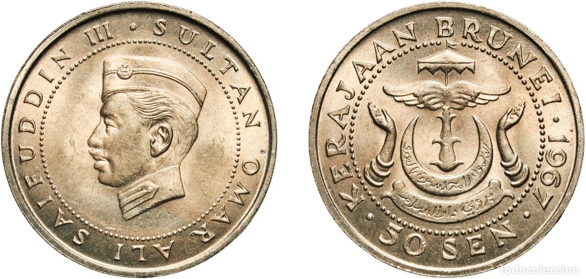 Material numism&aacute;tico: Brunei Darussalam 1967 50 Sen - Omar Ali Saifuddin III Copper-nickel (75% Copper, 25% Nickel) Royal