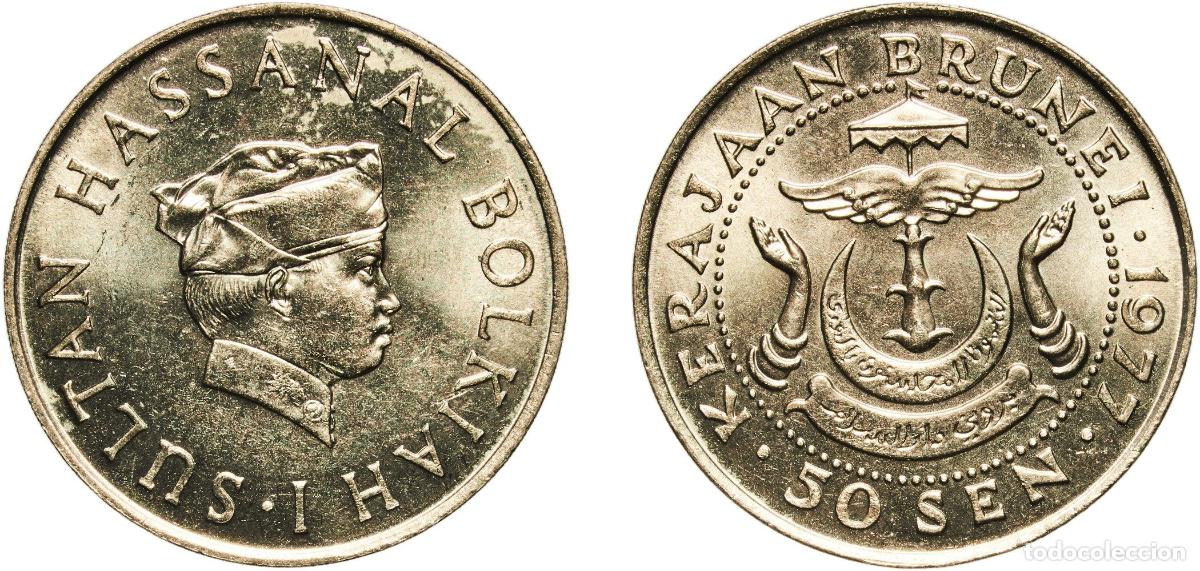 Material numism&aacute;tico: Brunei Darussalam 1977 50 Sen - Hassanal Bolkiah (1st portrait) Copper-nickel Royal Mint (240000) 9
