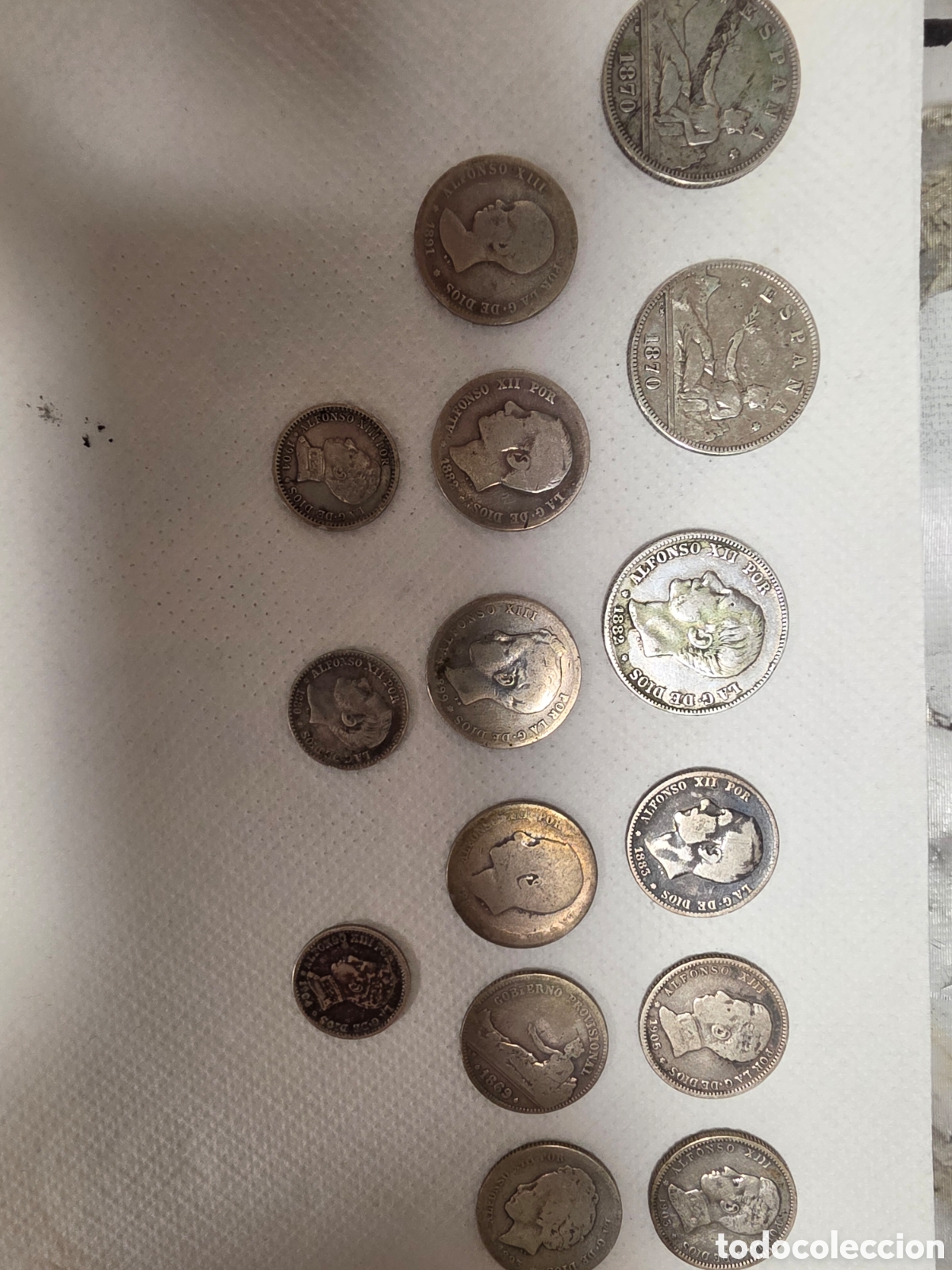 Material numism&aacute;tico: Lote de monedas de plata de 2- 1- y de 50 centimos