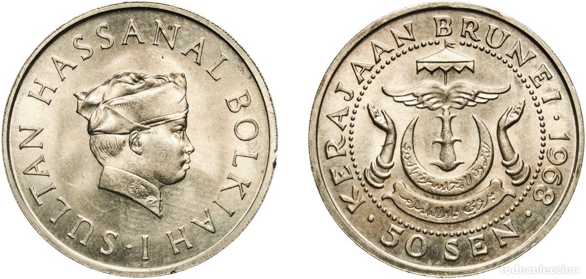 Material numism&aacute;tico: Brunei Darussalam 1968 50 Sen - Hassanal Bolkiah (1st portrait) Copper-nickel Royal Mint (212000) 9