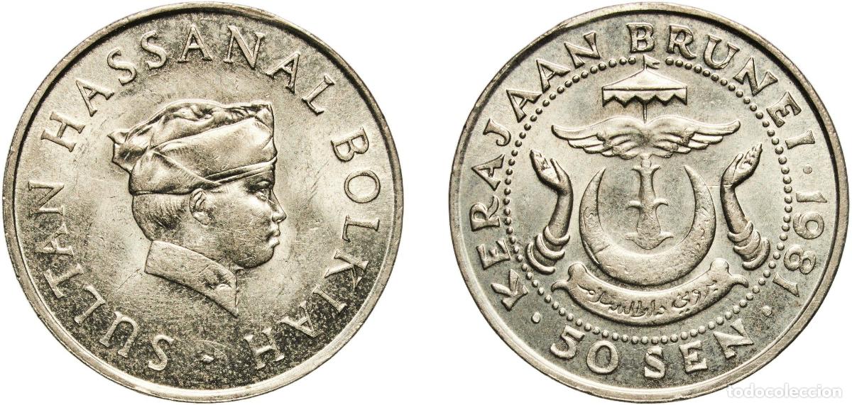 Material numism&aacute;tico: Brunei Darussalam 1981 50 Sen - Hassanal Bolkiah (1st portrait; w/o numeral 'I' in title) Copper-ni