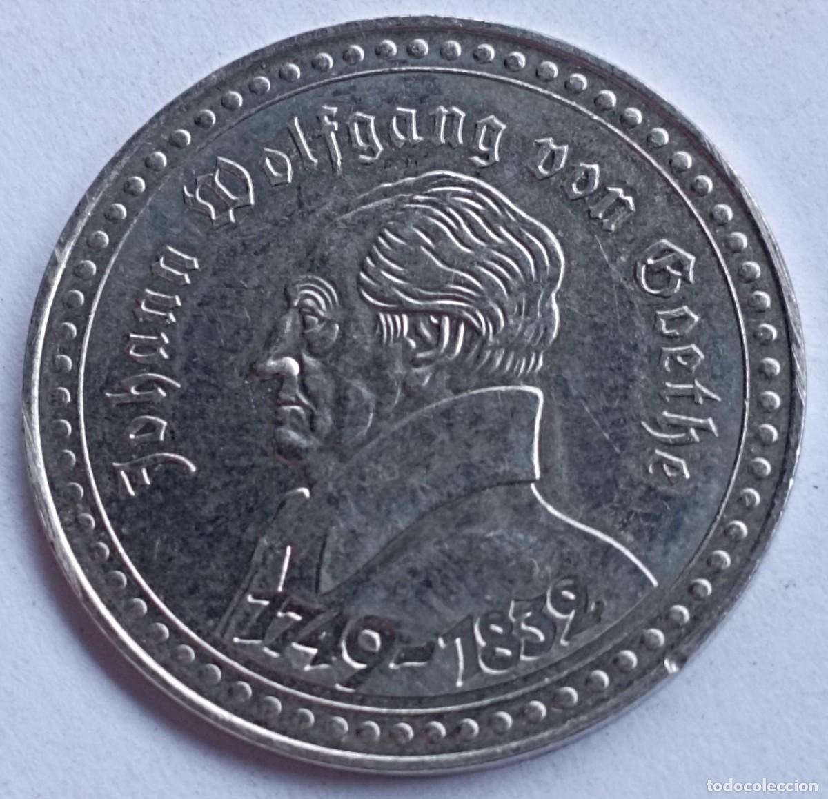 Material numism&aacute;tico: Moneda, token Johann Wolfgang von Goethe de 1982 (Alemania)