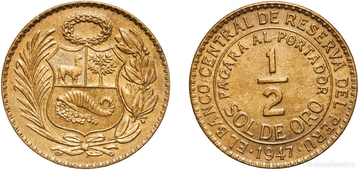 Material numism&aacute;tico: Peru Republic 1947 &frac12; Sol de Oro Brass (See alloys in comments section) (6066000) 7.63g UNC KM 220.5