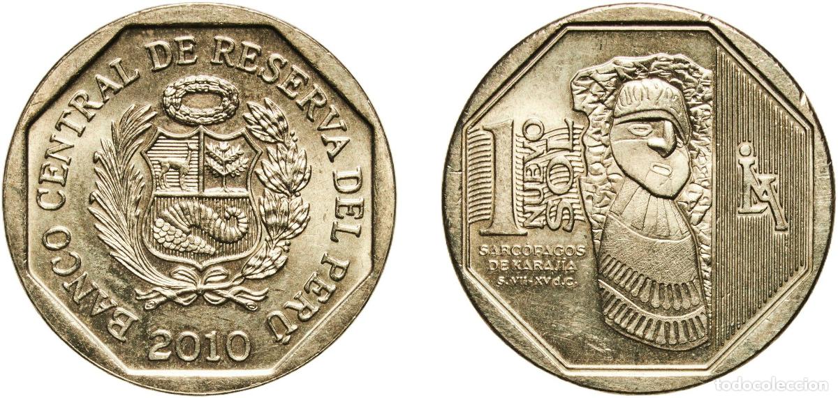 Material numism&aacute;tico: Peru Republic 2010 LIMA 1 Nuevo Sol (Sarcophagus of Karajia) Nickel brass Lima Mint (10000000) 7.36