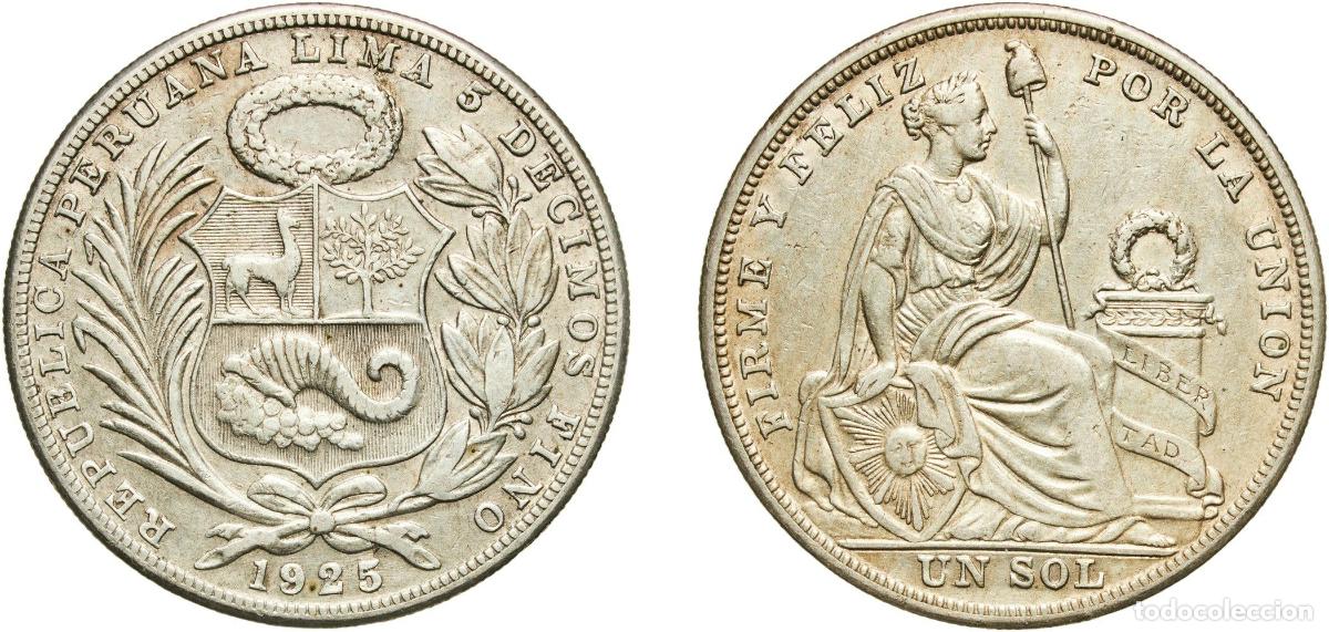 Material numism&aacute;tico: Peru Republic 1925 1 Sol Silver (.500) (Copper .400, Nickel .100) Lima Mint (1291000) 24.97g XF KM