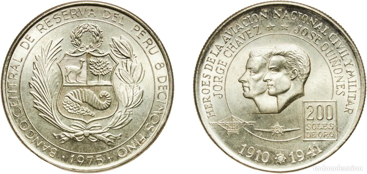 Material numism&aacute;tico: Peru Republic 1975 200 Soles de Oro (Aviation Heroes) Silver (.800) (90000) 22.18g UNC KM 262