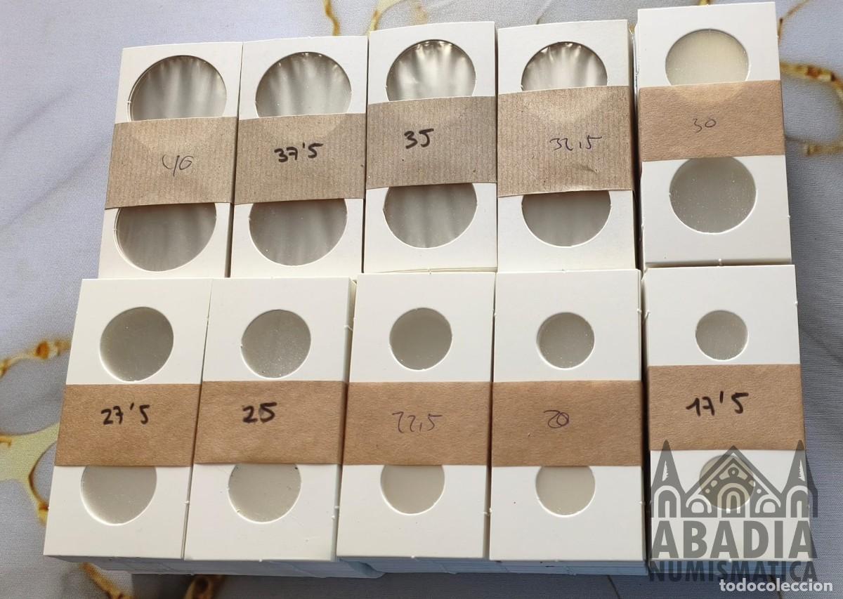 Material numism&aacute;tico: 500 Cartones de Monedas para grapar - Medidas variadas