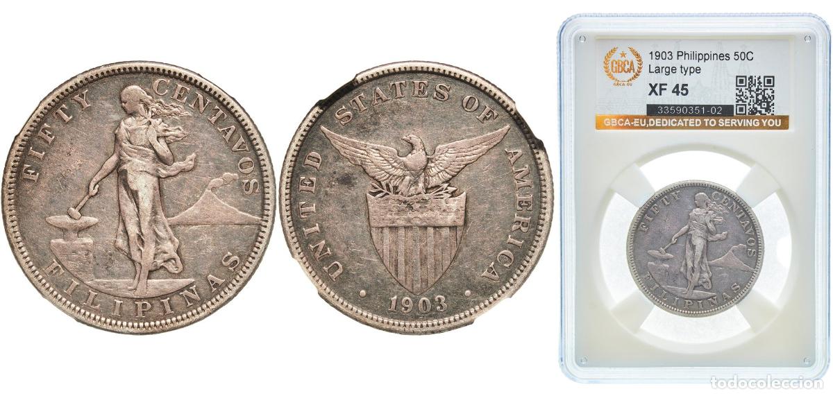 Material numism&aacute;tico: Philippines Insular Government 1903 50 Centavos (Large type) Silver (.900) (Copper .100) Philadelph