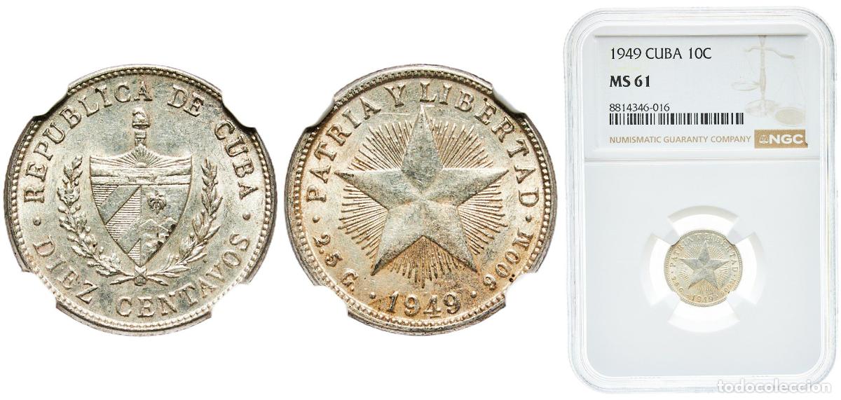 Material numism&aacute;tico: Cuba First Republic 1949 10 Centavos Silver (.900) (silver 90%, copper 10%) Philadelphia Mint (9880