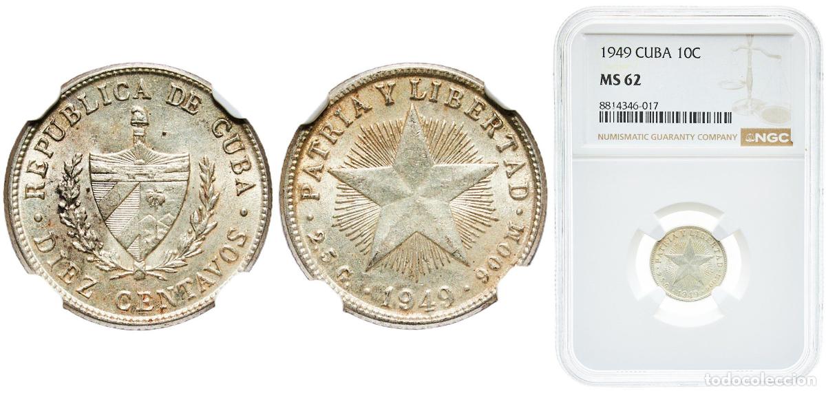 Material numism&aacute;tico: Cuba First Republic 1949 10 Centavos Silver (.900) (silver 90%, copper 10%) Philadelphia Mint (9880