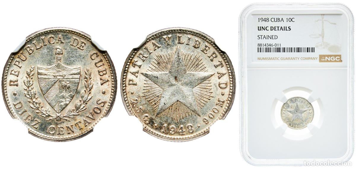 Material numism&aacute;tico: Cuba First Republic 1948 10 Centavos Silver (.900) (silver 90%, copper 10%) Philadelphia Mint (5120